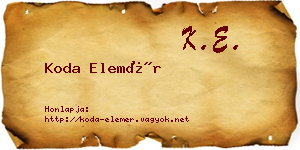 Koda Elemér névjegykártya